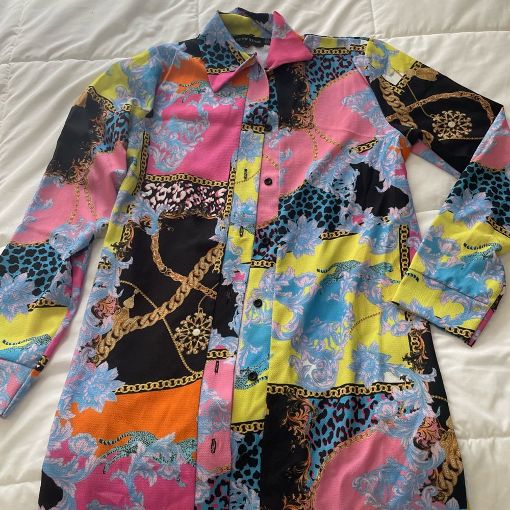 PrettyLittleThing button-down shirt/ swim cover